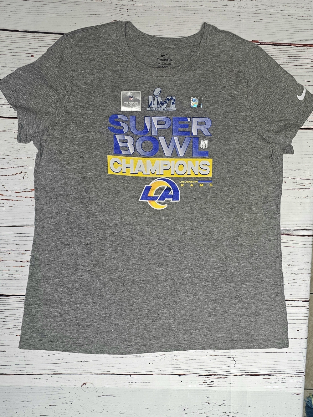 Nike Gray Los Angeles Rams Super Bowl Champions T-Shirt